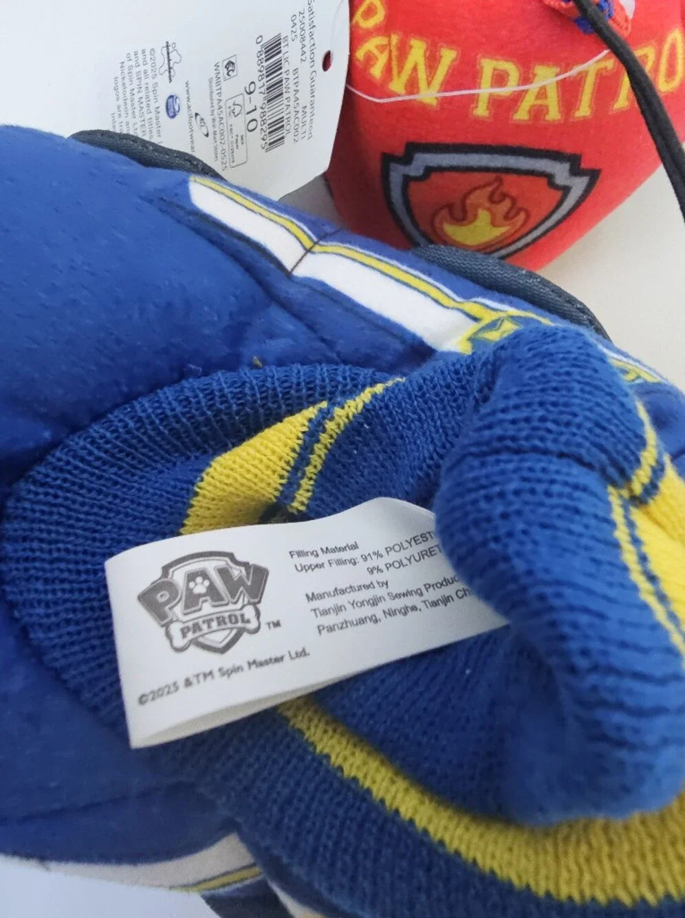 PAW Patrol Toddler Slippers Chase & Marshall Vehicle Plush Booties Size 9-10 NWT